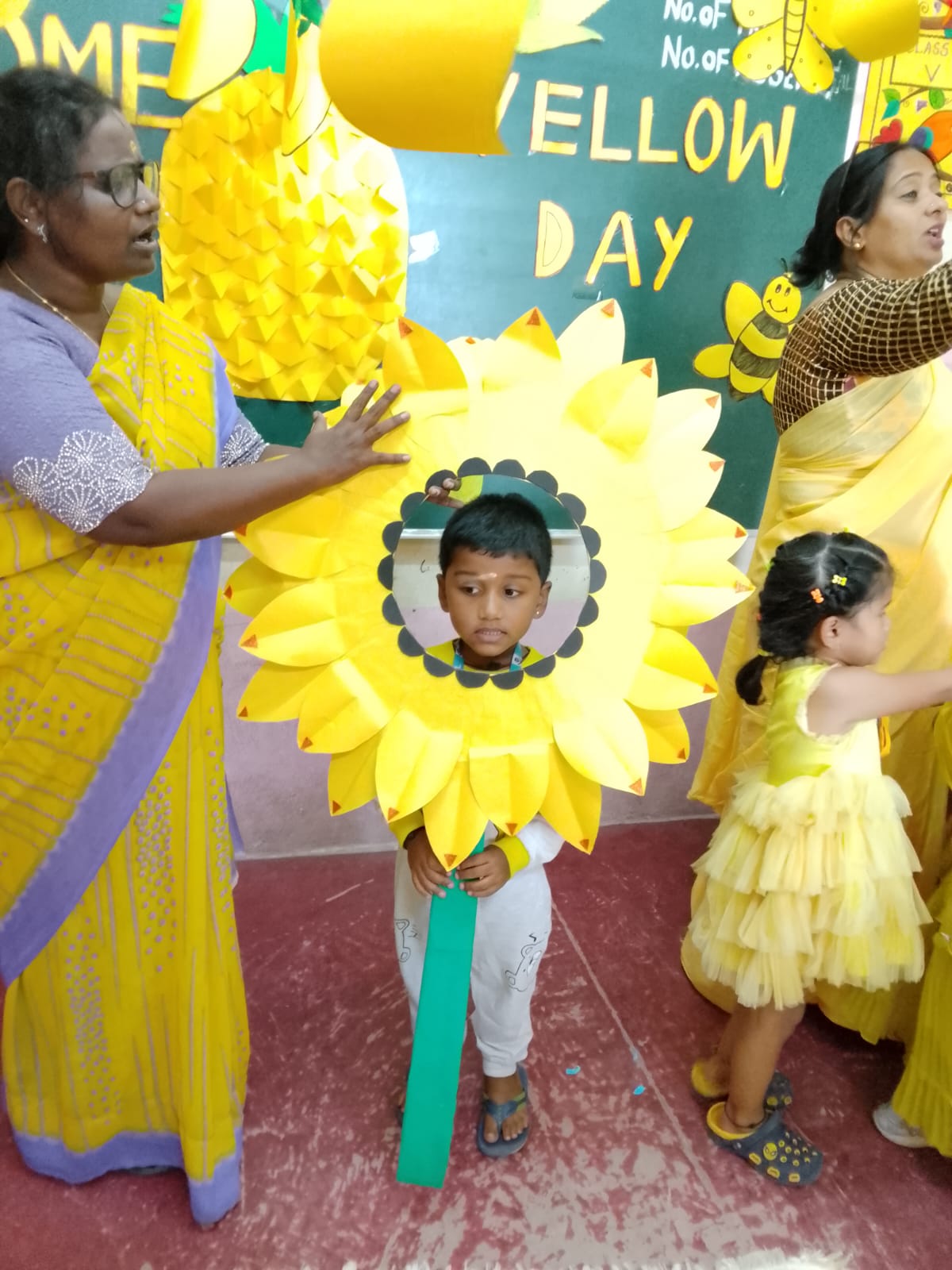 Yellow Day Celebration - Kindergarten kids posing together